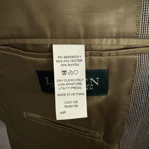 Lauren Ralph Lauren 44R Tan Houndstooth Polyester Blend 2-Button Sports Coat - Picture 7 of 10